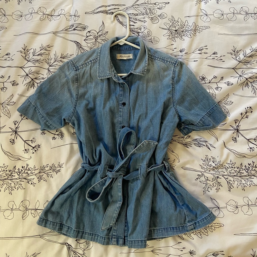 Madewell Blue Denim Short Sleeve Top